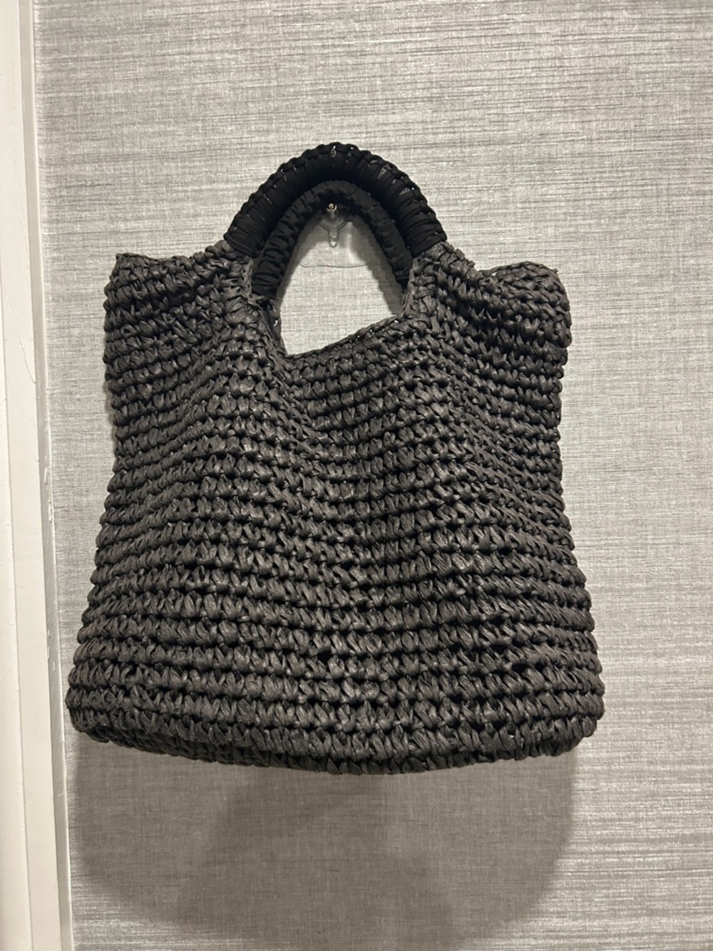 Handwoven Tote Bag in Charcoal Gray